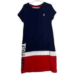 Polo Ralph Lauren Girls Team USA T Shirt Dress Size Small 7 Crewneck Pony Logo